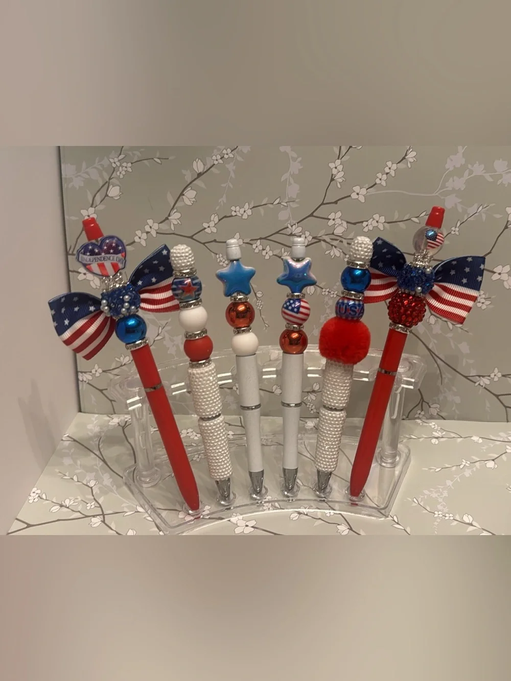 Patriotic Red White Blue Beaded
